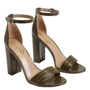NWOT Sam Edelman Yaro Block Heel Ankle Strap Sandal In Green